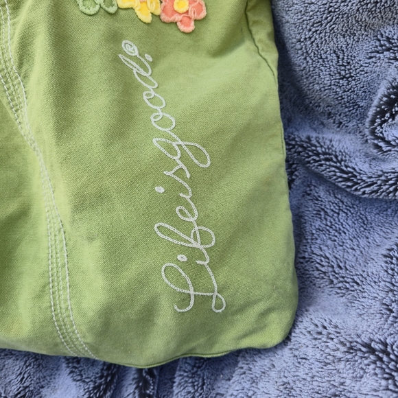 Vintage Y2k Life is Good canvas tote Floral - Picture 2 of 9